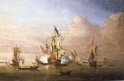 The Royal yacht Peregrine arriving in the Thames estuary with King George i aboard in September 1714, Monamy, Peter